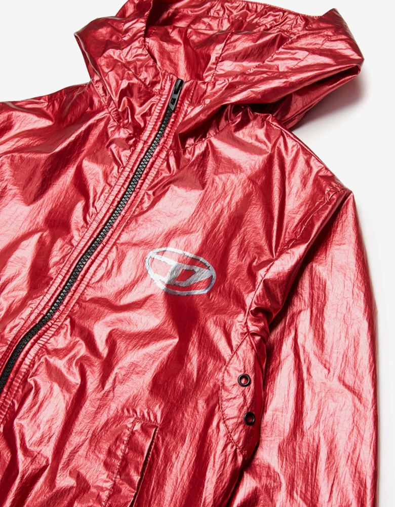 Kids Metallic Effect Zip Up Jacket in Red