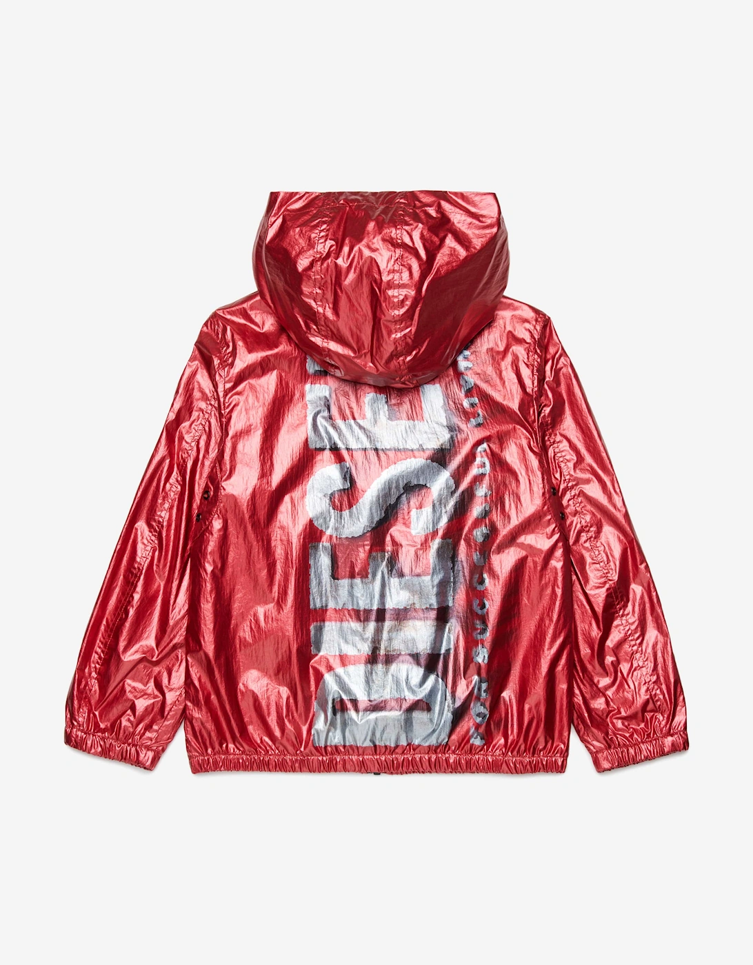 Kids Metallic Effect Zip Up Jacket in Red