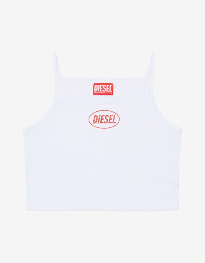 Girls Sleeveless Logo Top in White