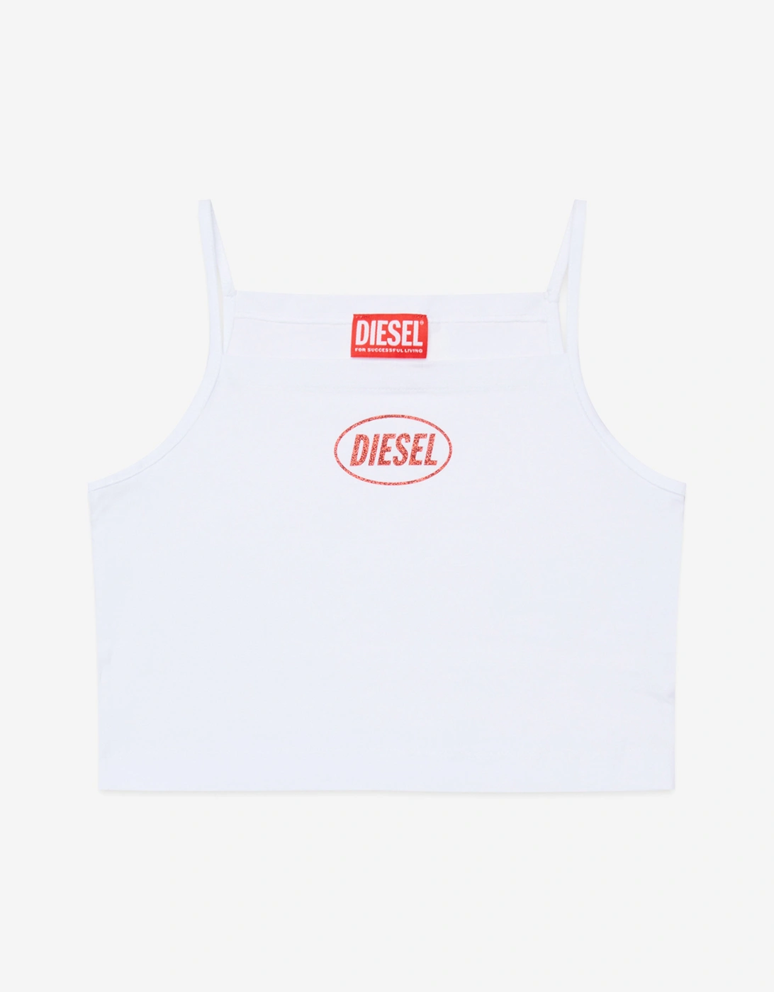 Diesel Girls White 'S Sleeveless Logo Top In  14 Years Size 14 Yrs Kids
