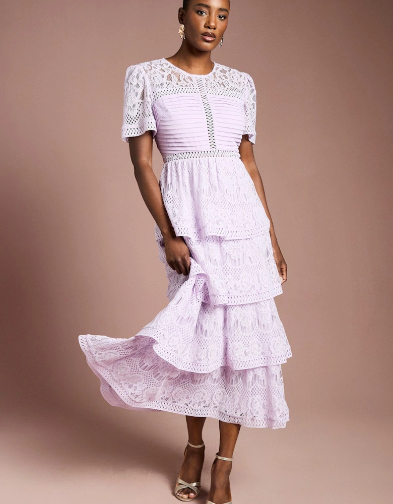 Tiered Lace Midi Dress