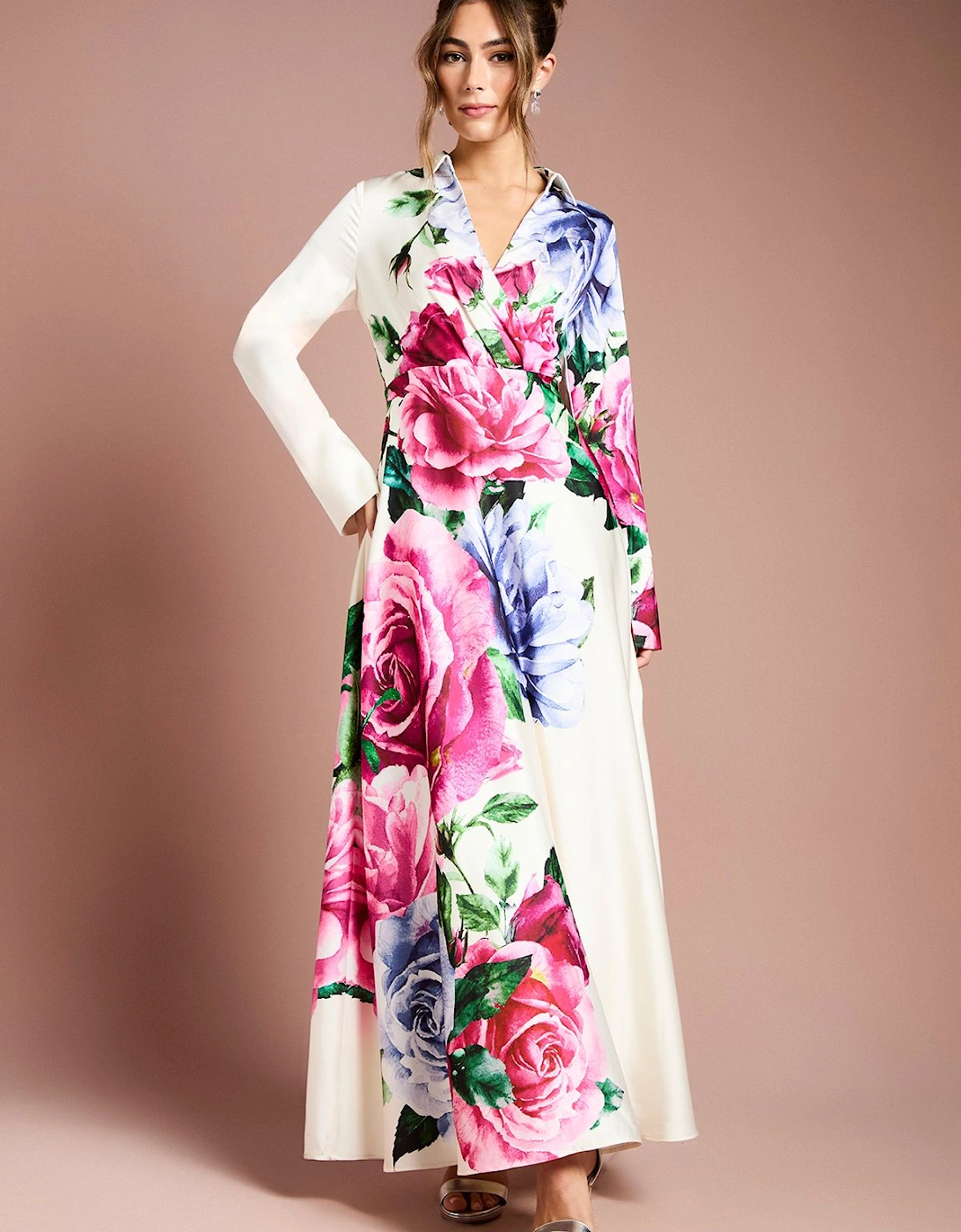 Placement Print Wrap Front Gown, 2 of 1