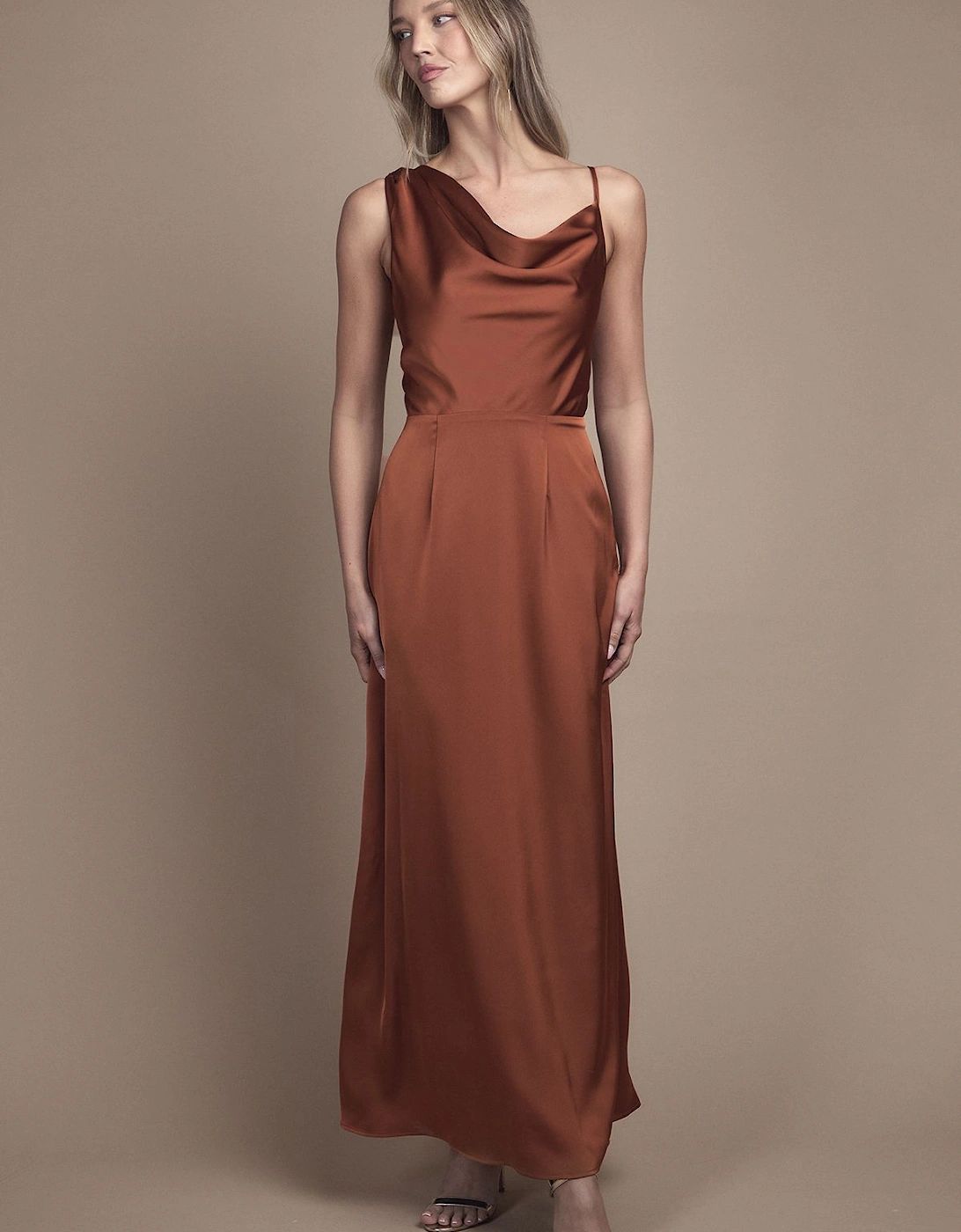 Strappy Cowl Neck Maxi Bridesmaid Dress, 2 of 1