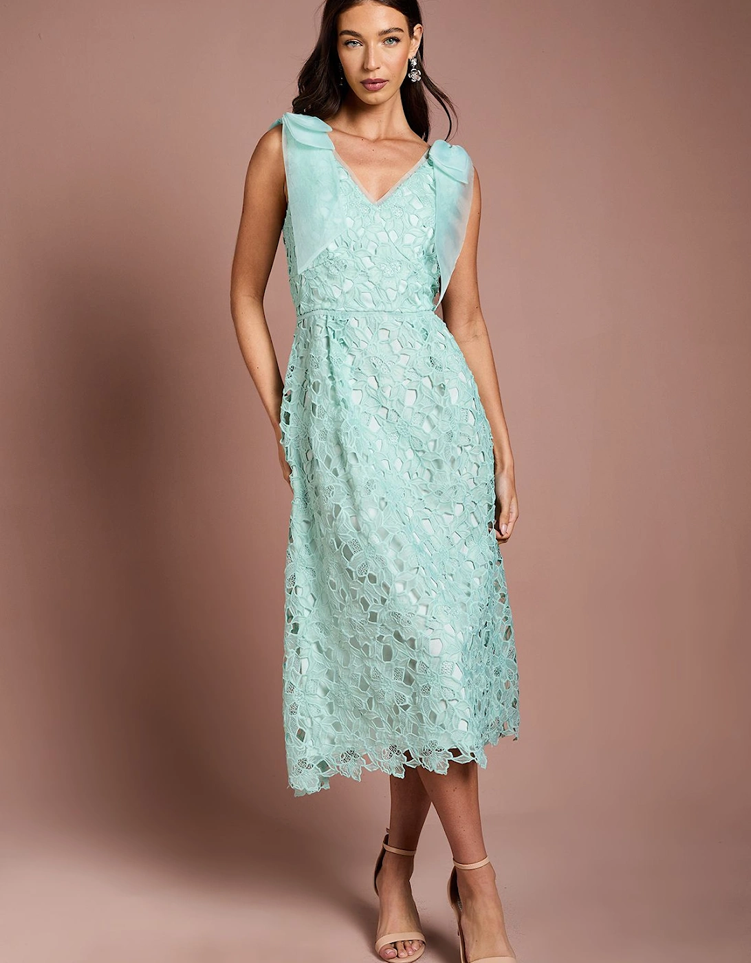 Shoulder Organza Lace Midi Dress, 2 of 1