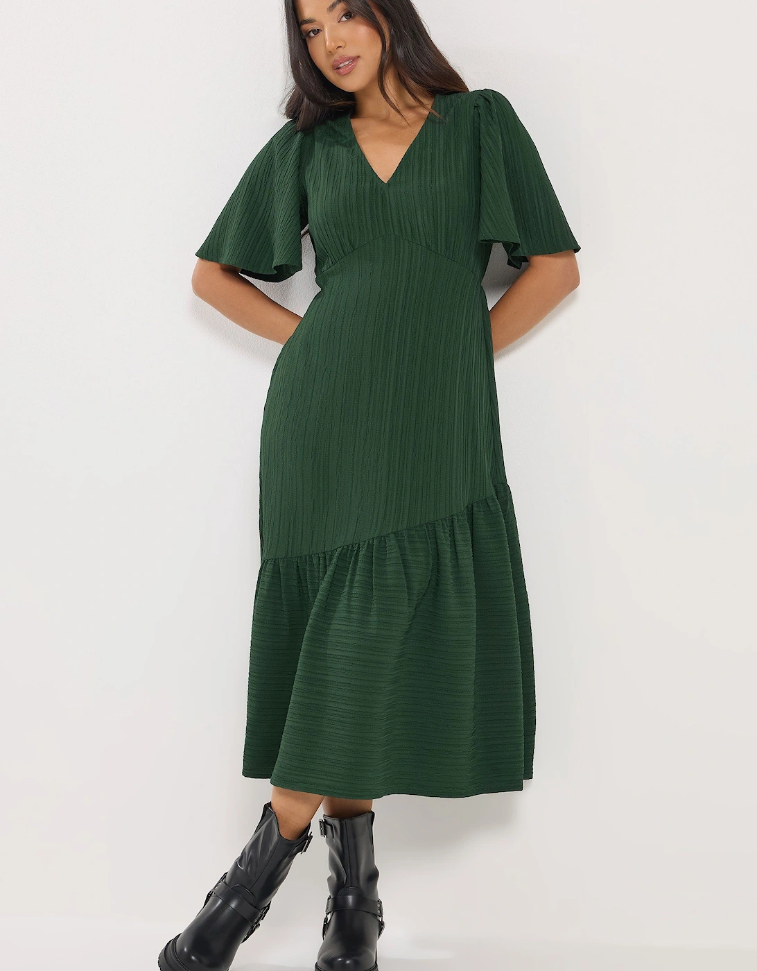Petite Crinkle Tiered Midi Dress, 2 of 1