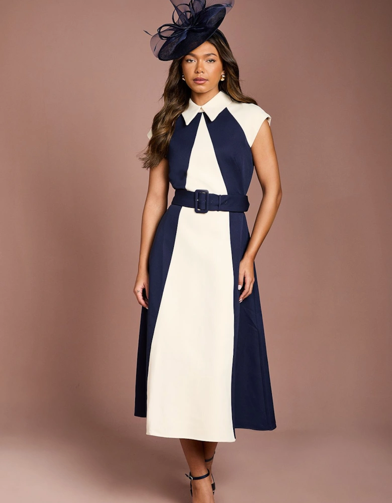 Colour Block Panelled Midi Dress