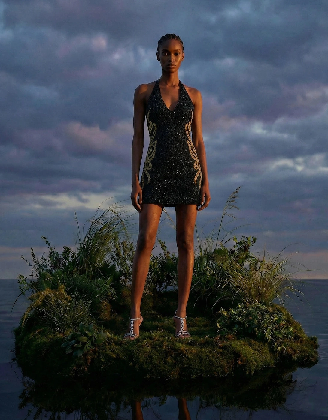 × Bárbara Hulanicki  Aurelia Noir Halter Neck Mini Dress