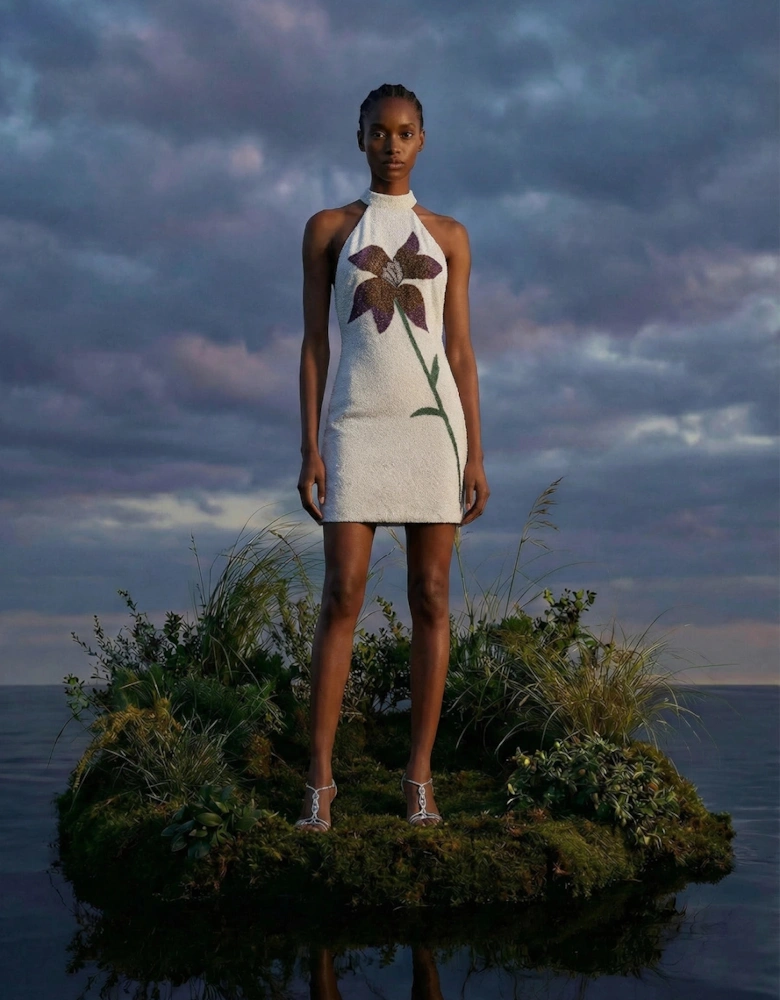 Nola Halter Neck Dress White