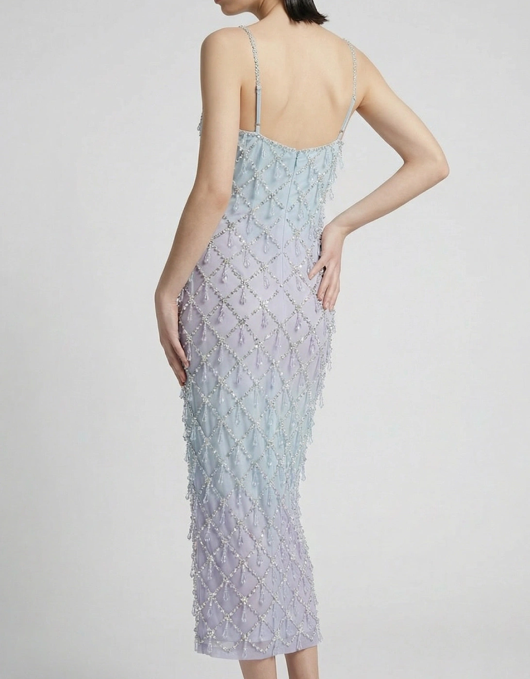 Calliope Luxury Crystal Blue Ombre Maxi Party Dress