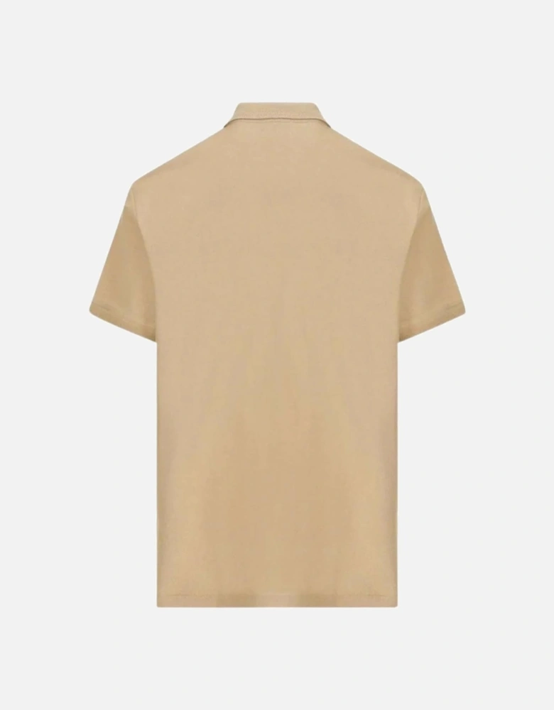 Branded Circle Logo Polo Shirt in Beige