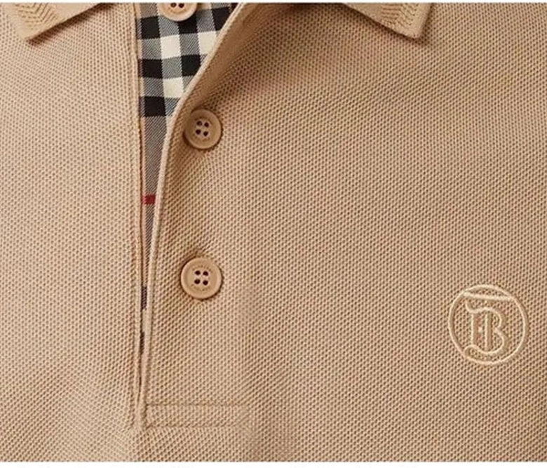 Branded Circle Logo Polo Shirt in Beige