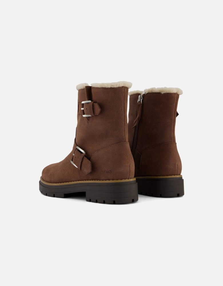 Ionie Moto Waxy Suede Women's Dark Brown Boots