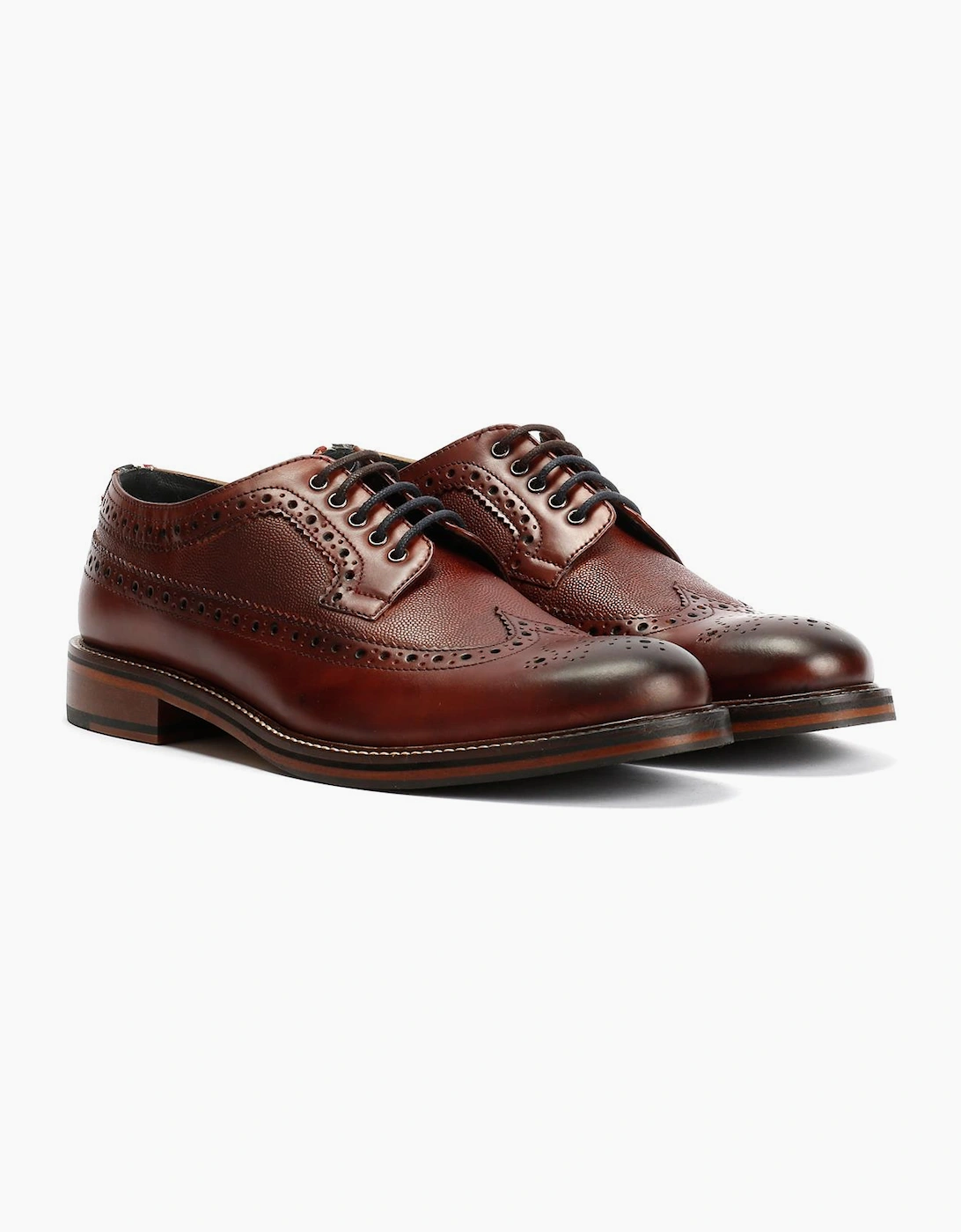 Ben Sherman Men's Ben Sherman Archie Brogue Leather Men's Burgundy Lace-Up Shoes - Red