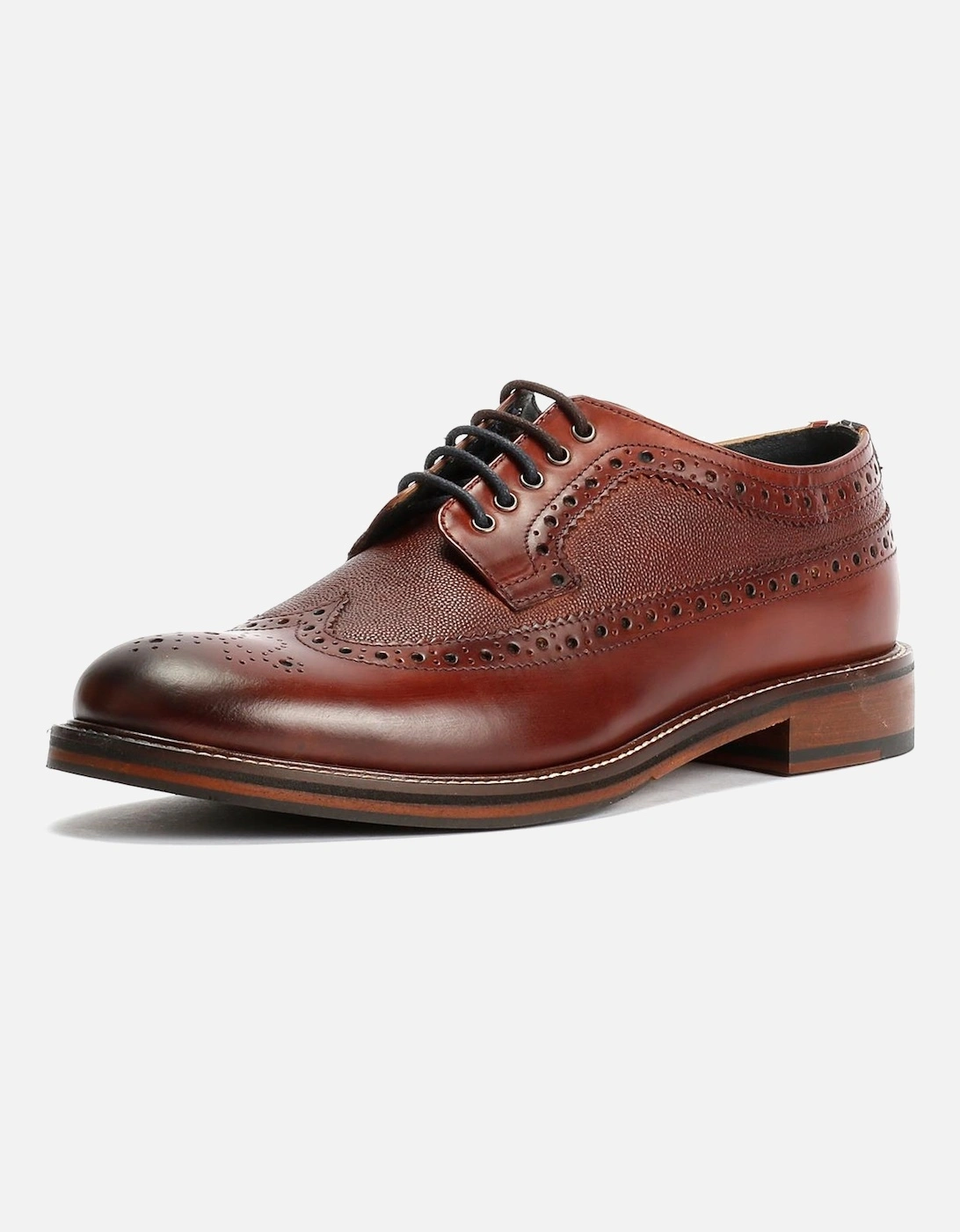 Archie Brogue Leather Men's Burgundy Lace-Up Shoes