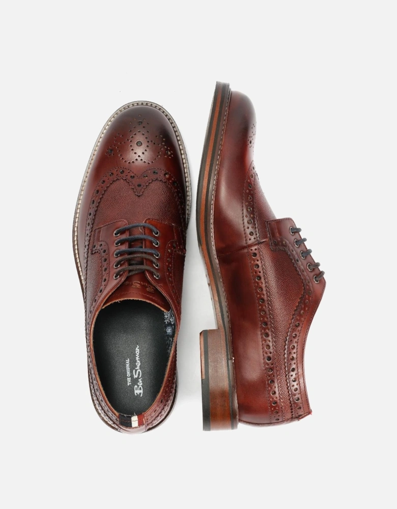 Archie Brogue Leather Men's Burgundy Lace-Up Shoes
