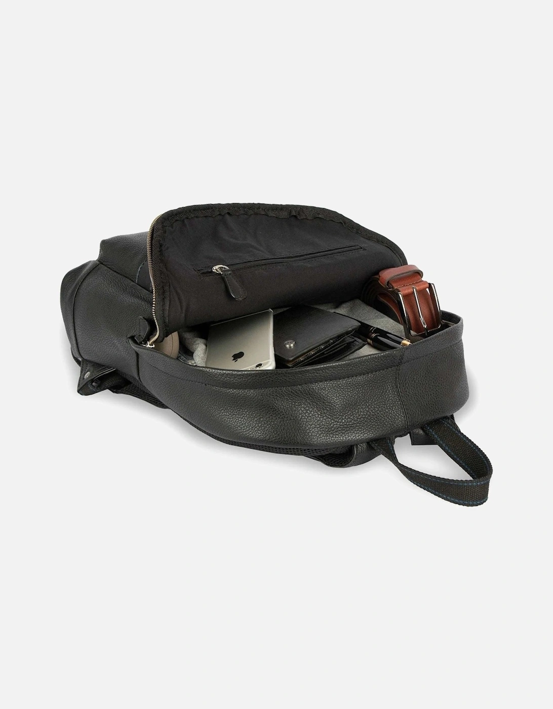 SERGIO Mens Leather Backpack Black