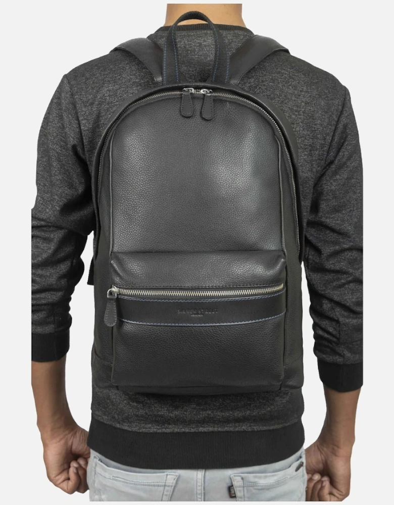 SERGIO Mens Leather Backpack Black