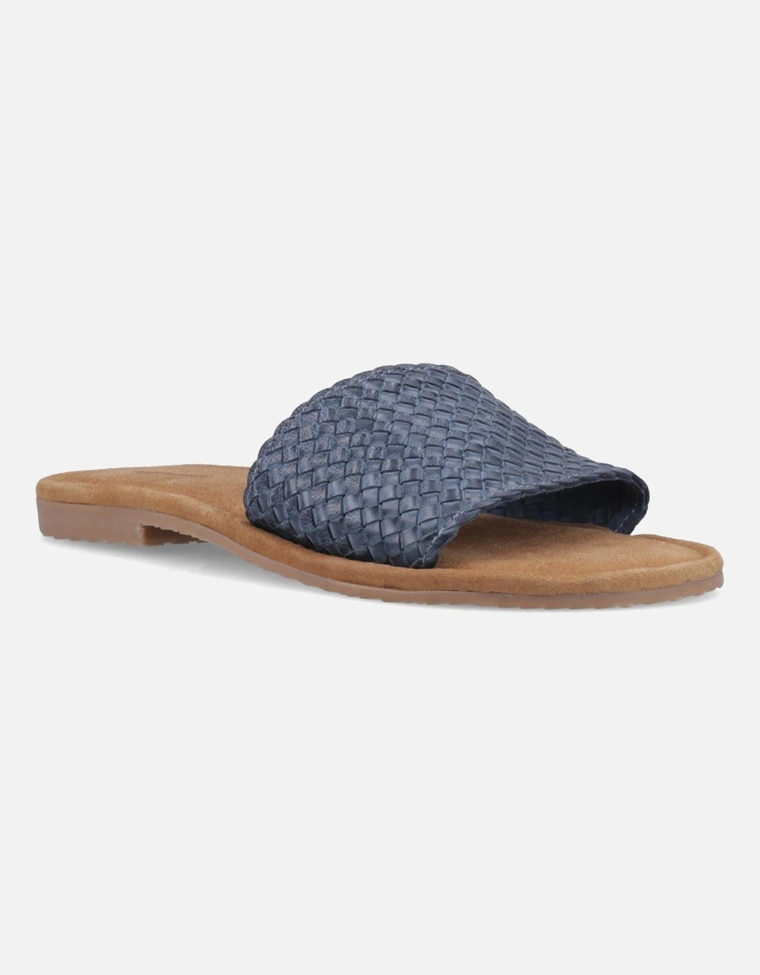 Hush Puppies Women's Navy Hetty Slide Leather Wide Sandals - Size 6