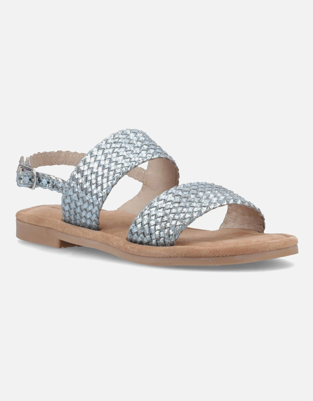 Hush Puppies Helene Leather Sandals for Women in Blue, Size UK 4, Flat Slip-On Shoes with Buckle Closure