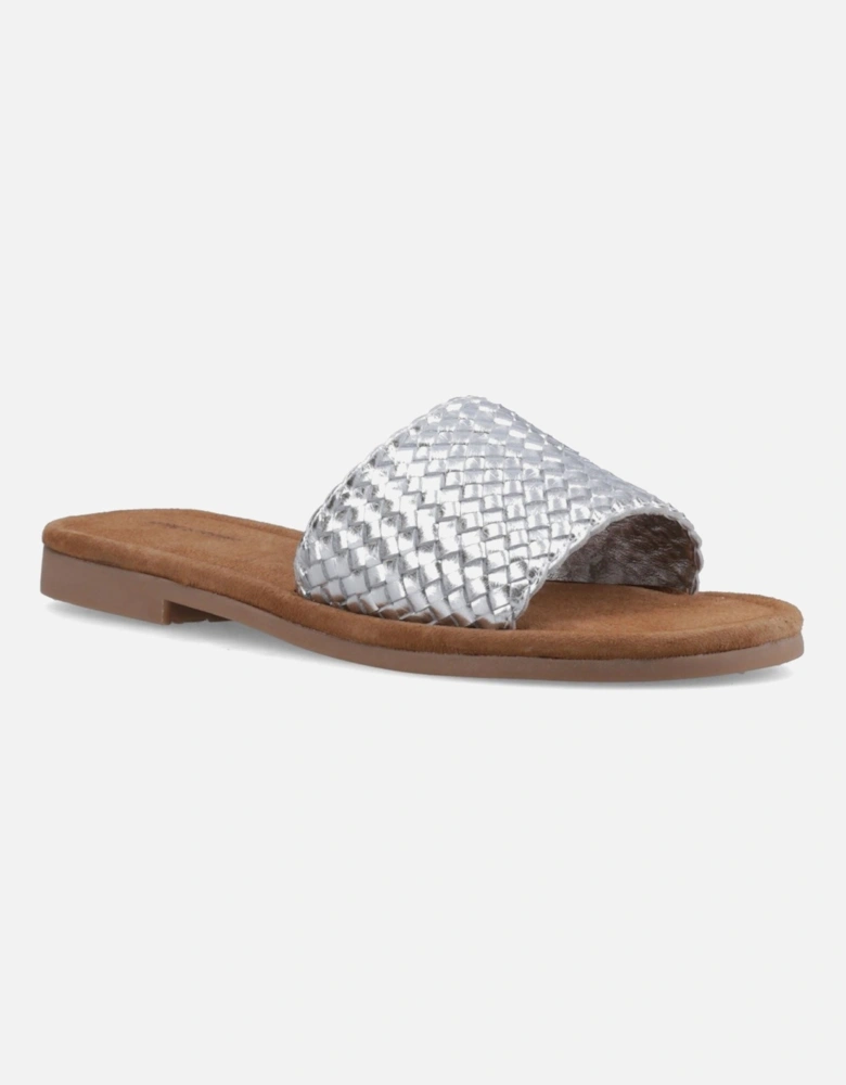 Hetty Slide Leather Women's Silver Wide Sandals