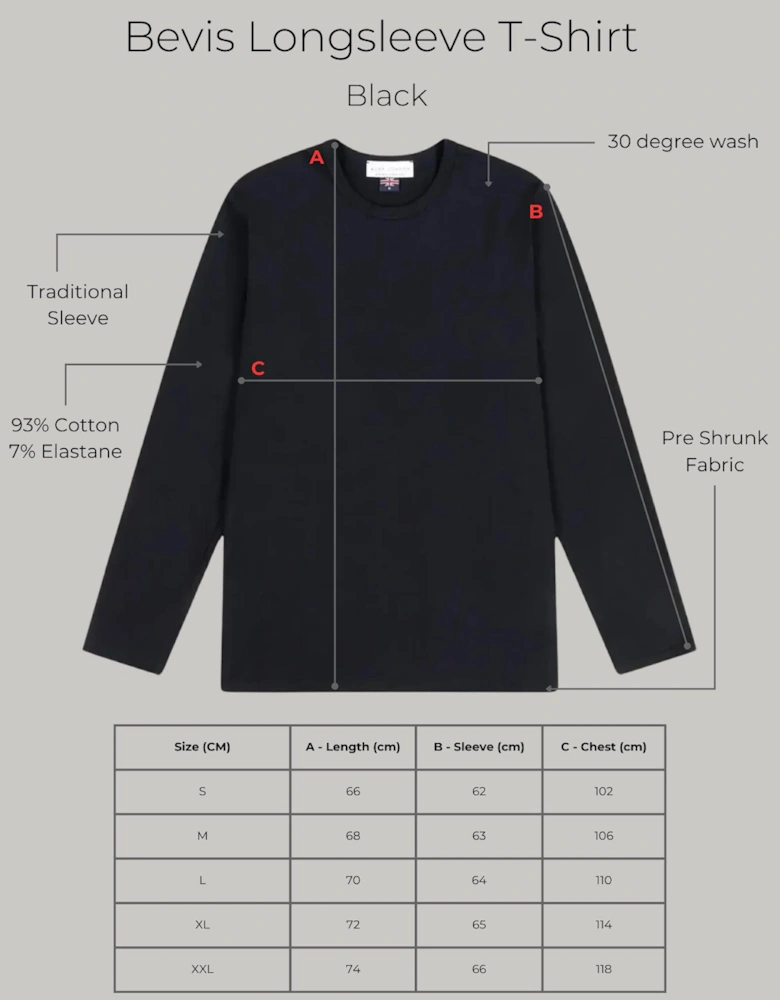 Bevis Long Sleeve Cotton t-shirt -Black