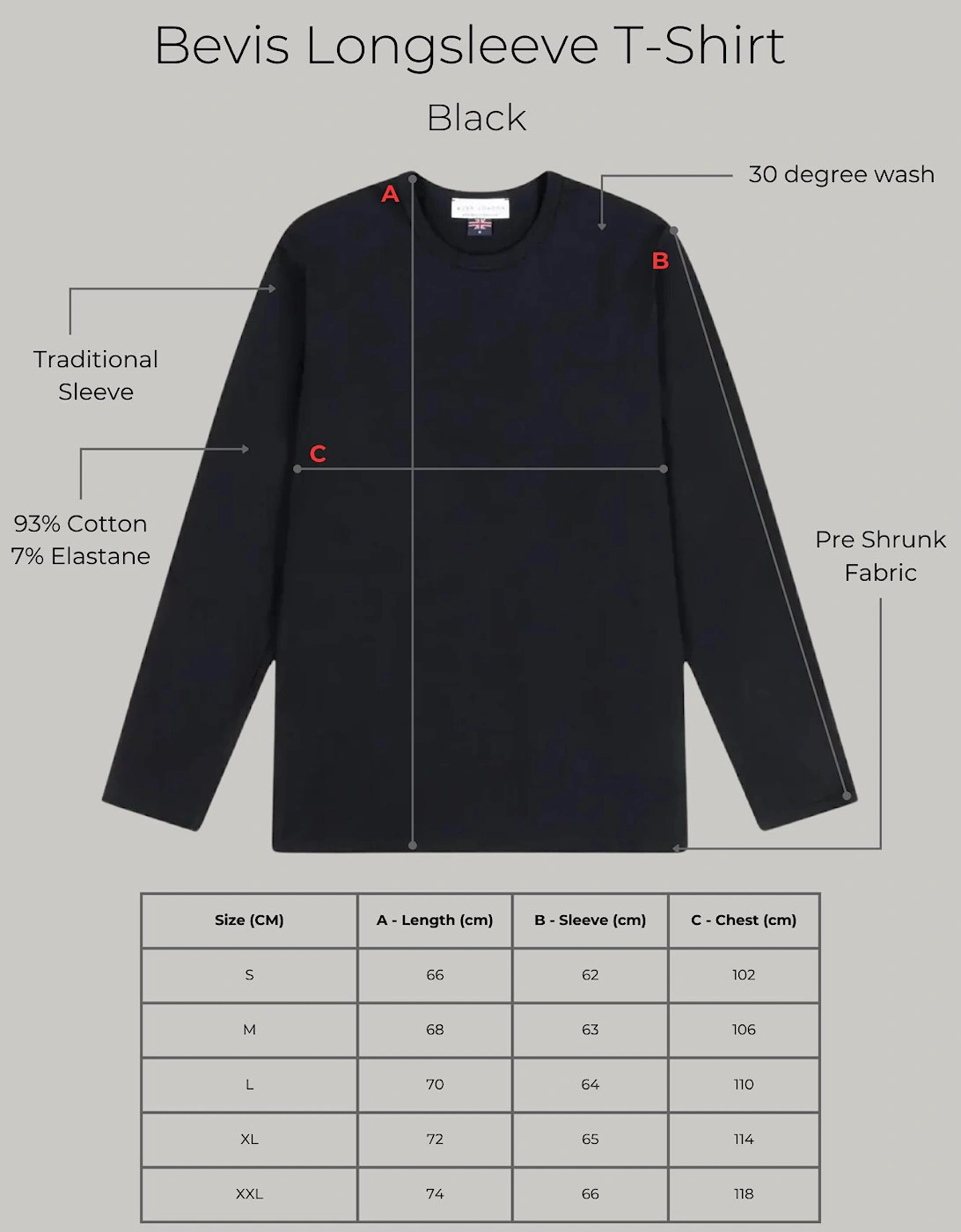 Bevis Long Sleeve Cotton t-shirt -Black