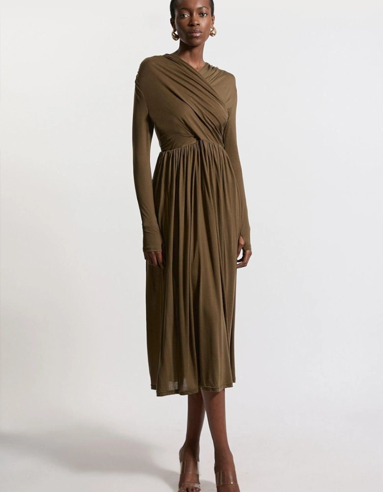 Premium Tencel Jersey Wrap Detail Midi Dress