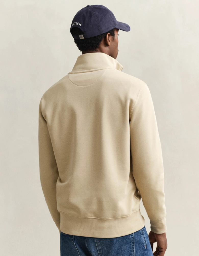 Mens Regular Fit Shield Logo Half Zip Sweatshirt - 200 Oat Beige