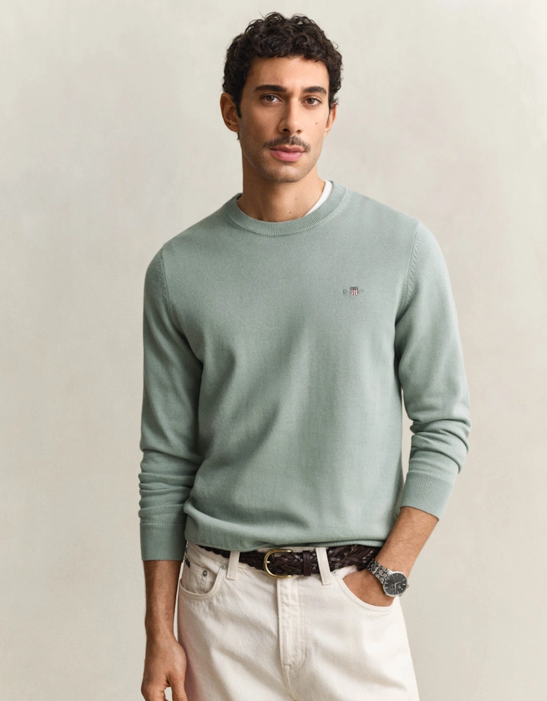 Mens Classic Cotton Crew Neck Jumper - 10 Ceramic Grey