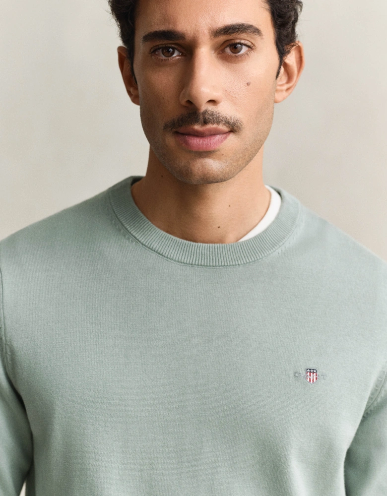 Mens Classic Cotton Crew Neck Jumper - 10 Ceramic Grey