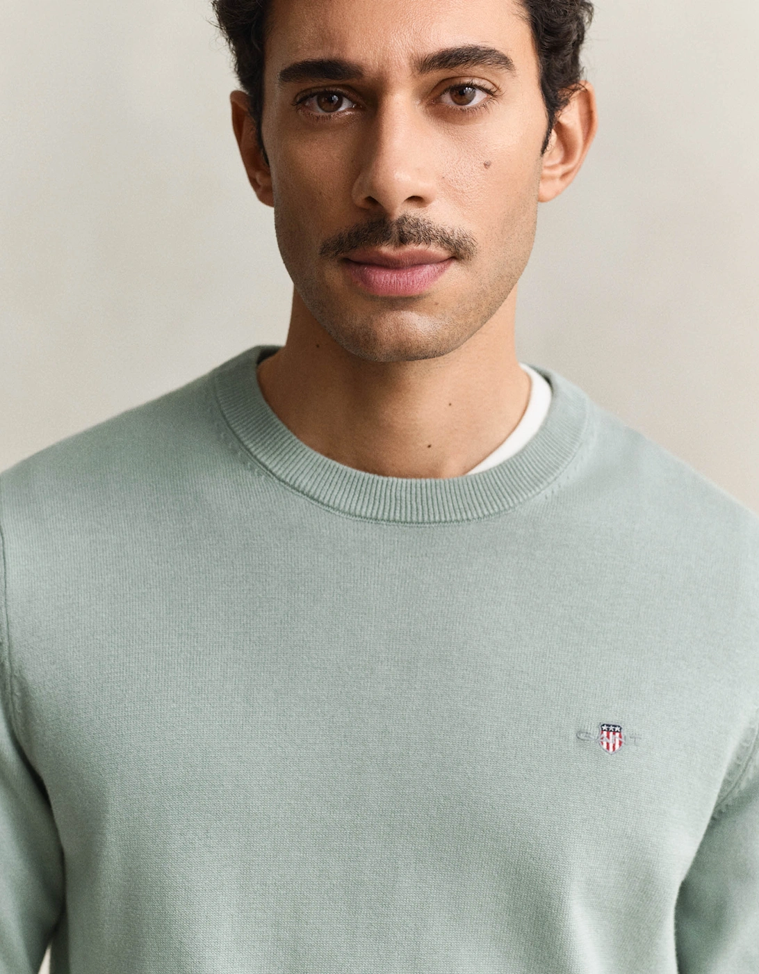 Mens Classic Cotton Crew Neck Jumper - 10 Ceramic Grey