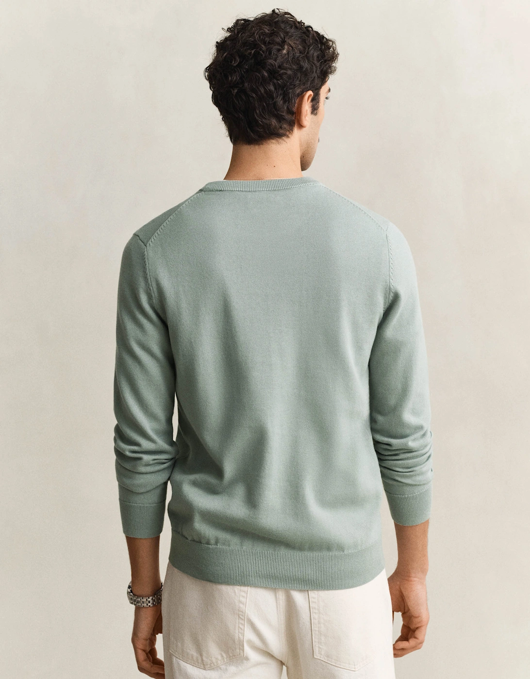 Mens Classic Cotton Crew Neck Jumper - 10 Ceramic Grey