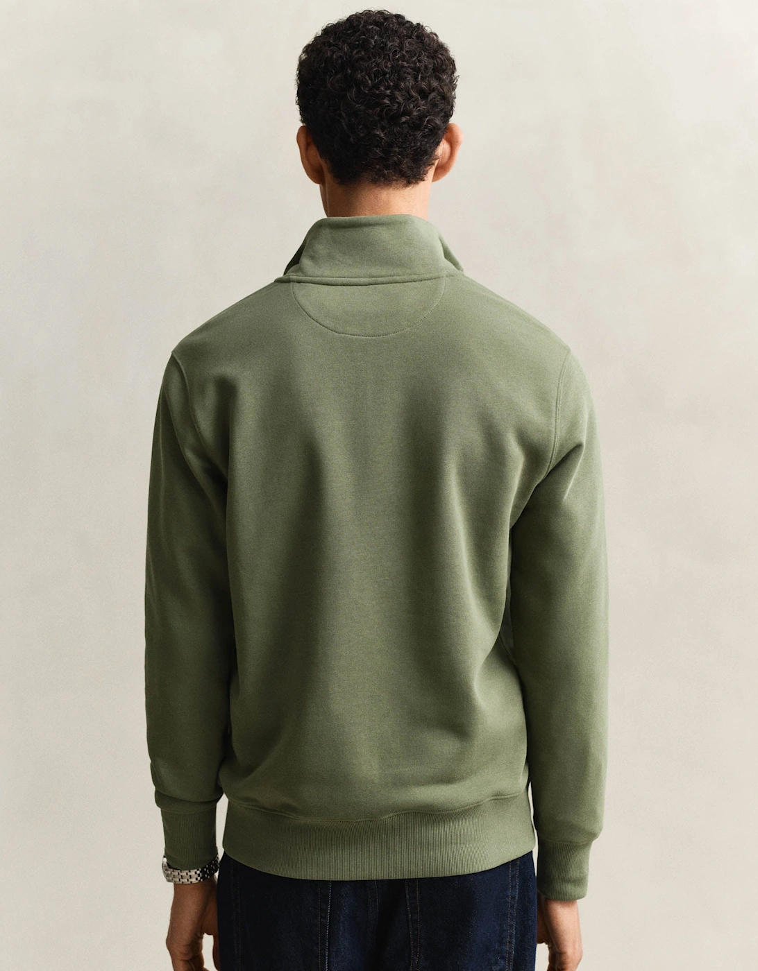 Mens Regular Fit Shield Logo Half Zip Sweatshirt - 379 Dry Herb Green