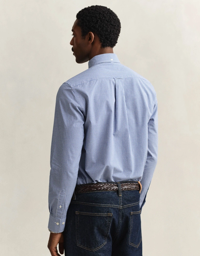Mens Regular Fit Classic Poplin Gingham Shirt - 436 College Blue