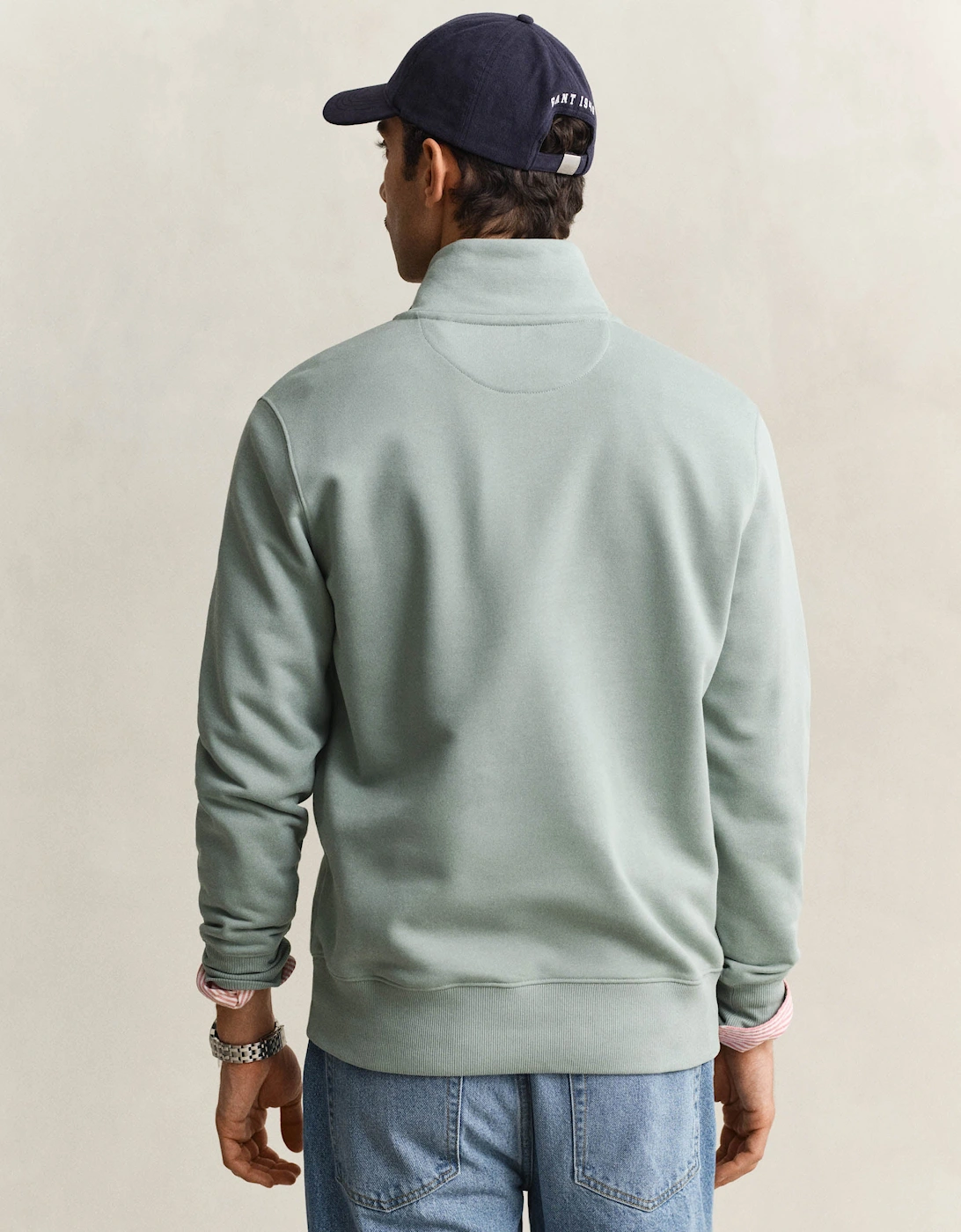 Mens Regular Fit Shield Logo Half Zip Sweatshirt - 10 Ceramic Grey