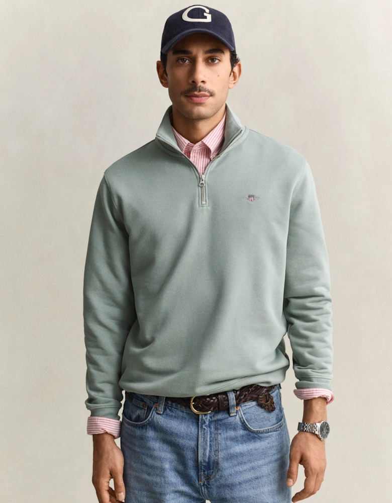 Mens Regular Fit Shield Logo Half Zip Sweatshirt - 10 Ceramic Grey