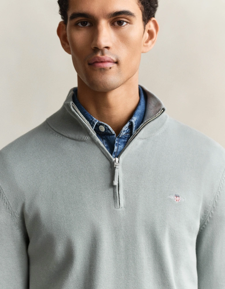 Mens Classic Cotton Half Zip Jumper - 10 Ceramic Grey