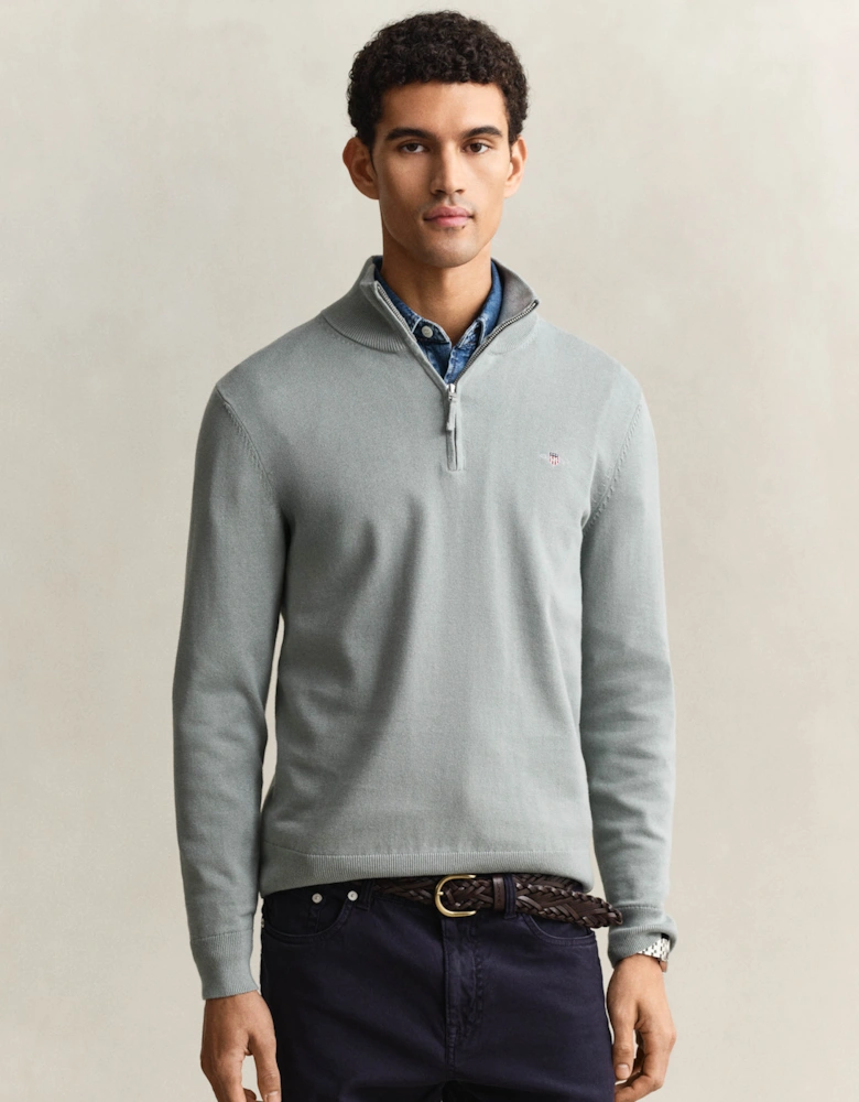 Mens Classic Cotton Half Zip Jumper - 10 Ceramic Grey