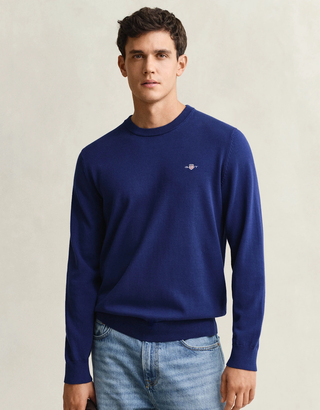 Mens Classic Cotton Crew Neck Jumper - 432 Rich Navy, 4 of 3