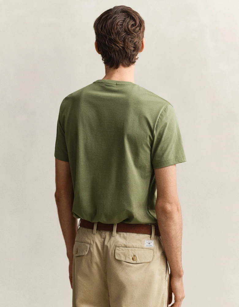 Mens Regular Fit Short Sleeve Shield Logo T-Shirt - 379 Dry Herb Green