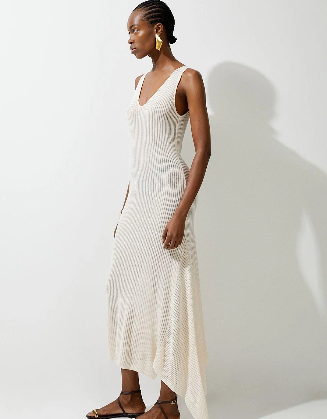 Cotton Blend Knit Scoop Neck Maxi Dress, 2 of 1