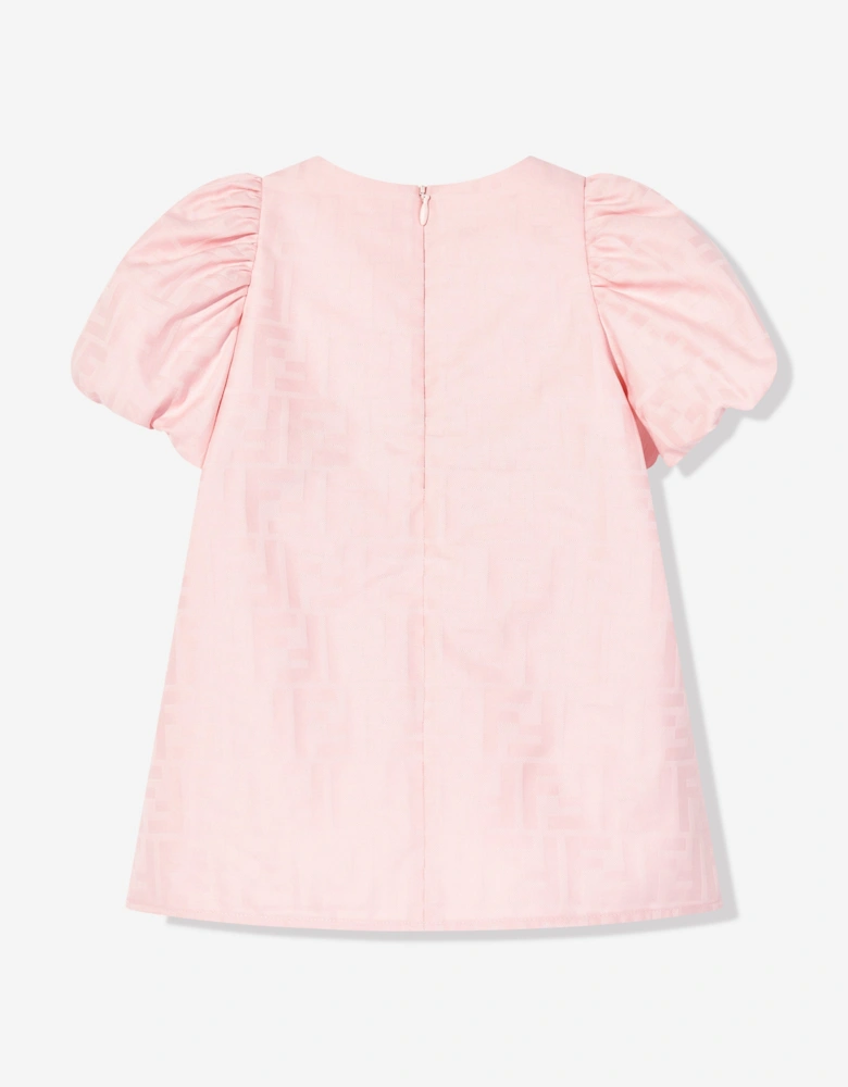 Baby Girls Cotton FF Jacquard Dress in Pink