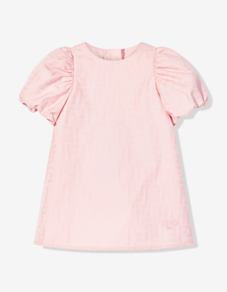 Baby Girls Cotton FF Jacquard Dress in Pink