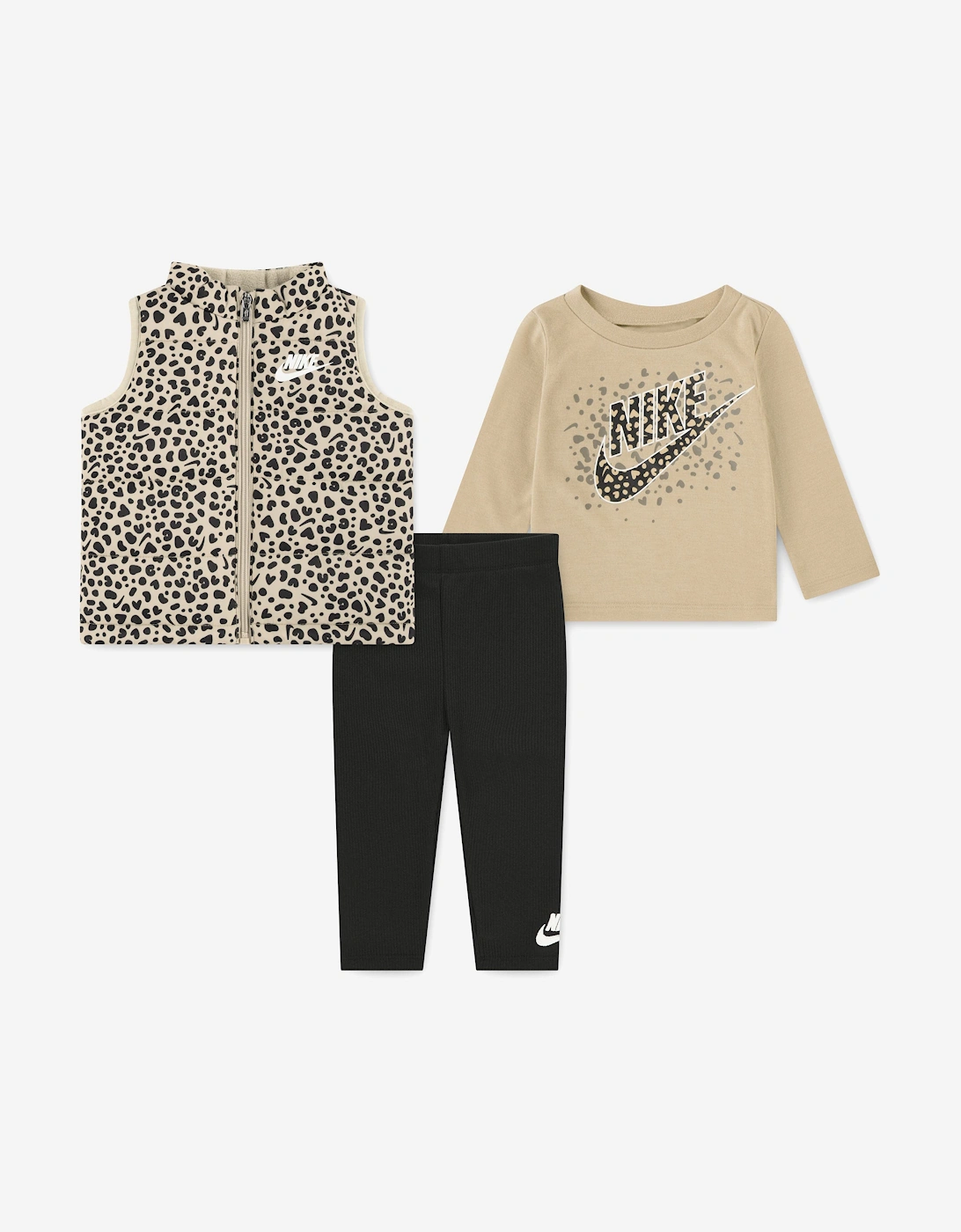 Girls Wild Warmth 3 Piece Vest Set in Beige, 6 of 5