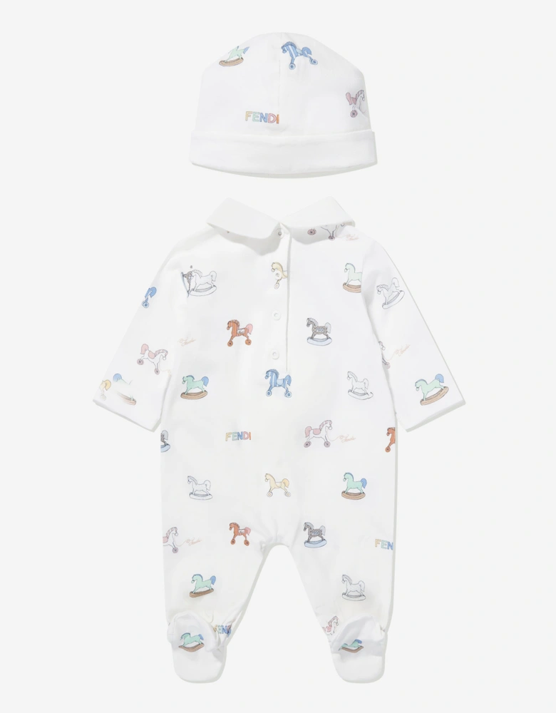 Baby Toy Horse Babygrow Set in White