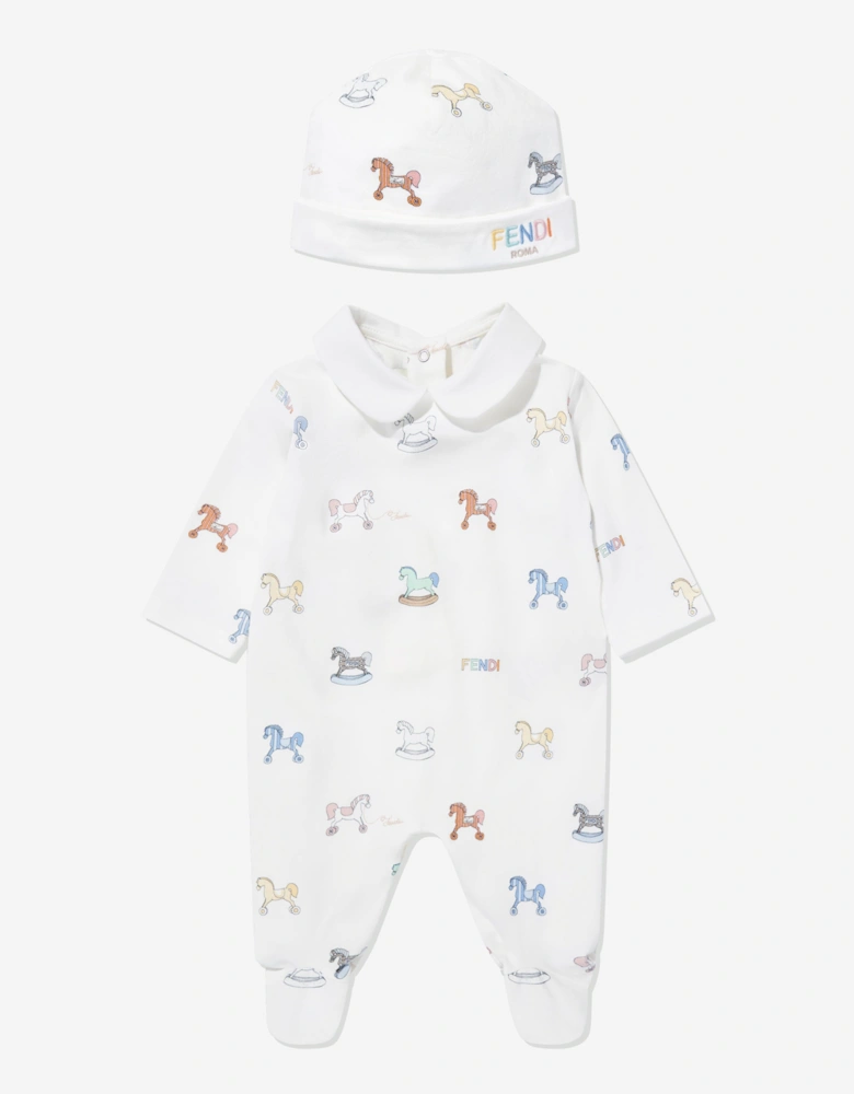 Baby Toy Horse Babygrow Set in White