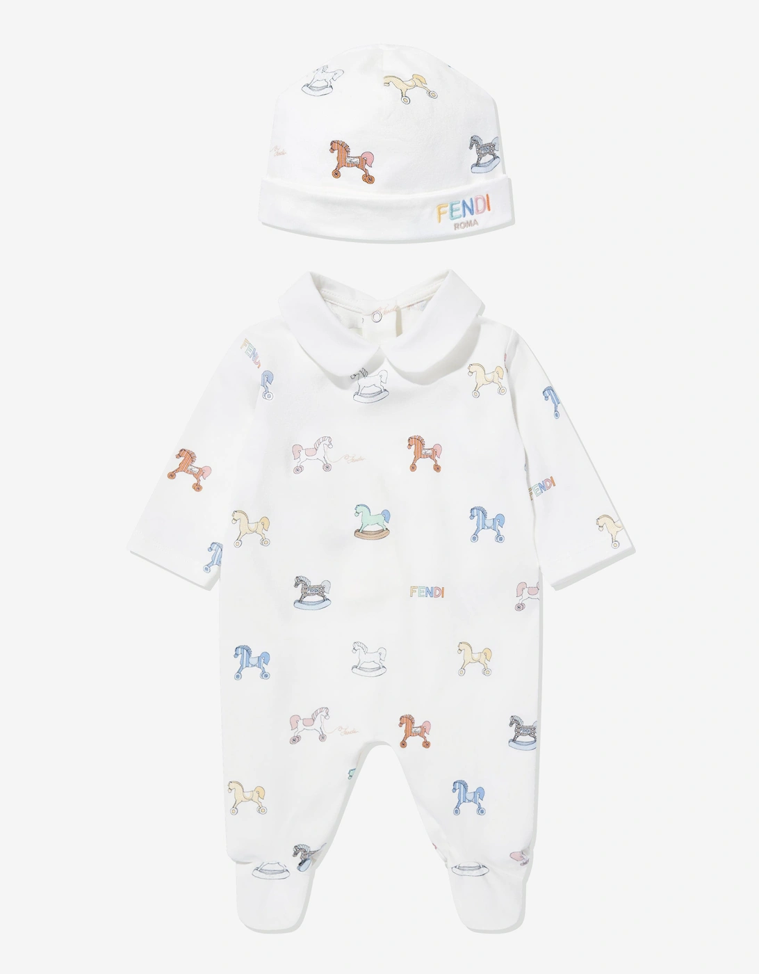 Baby Toy Horse Babygrow Set in White, 6 of 5