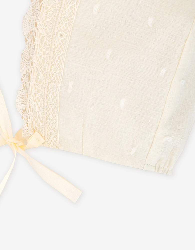 Baby Knitted Bonnet in Ivory