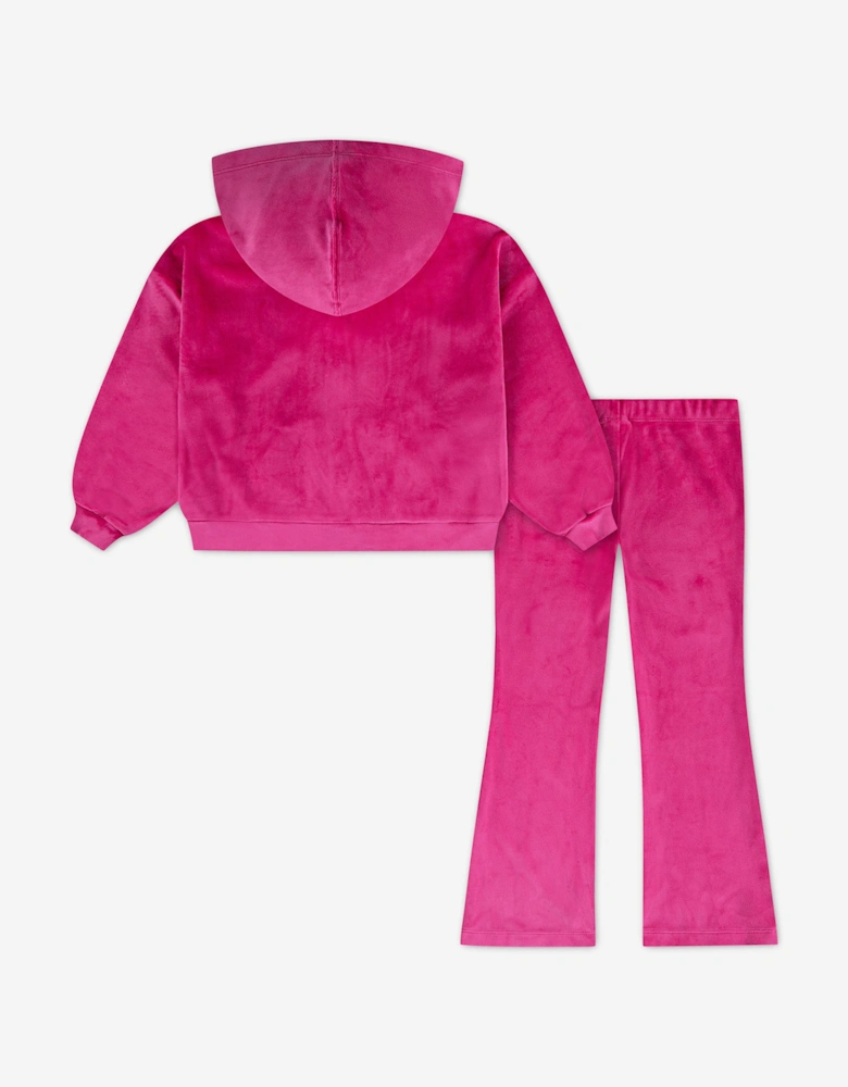 Girls Velour Flare Legging Set in Purple