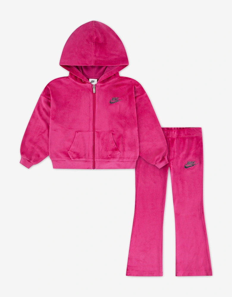 Girls Velour Flare Legging Set in Purple